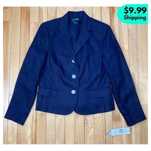 *NWT* LAUREN RALPH LAUREN Navy Blue 100% Linen “Riviera” Blazer